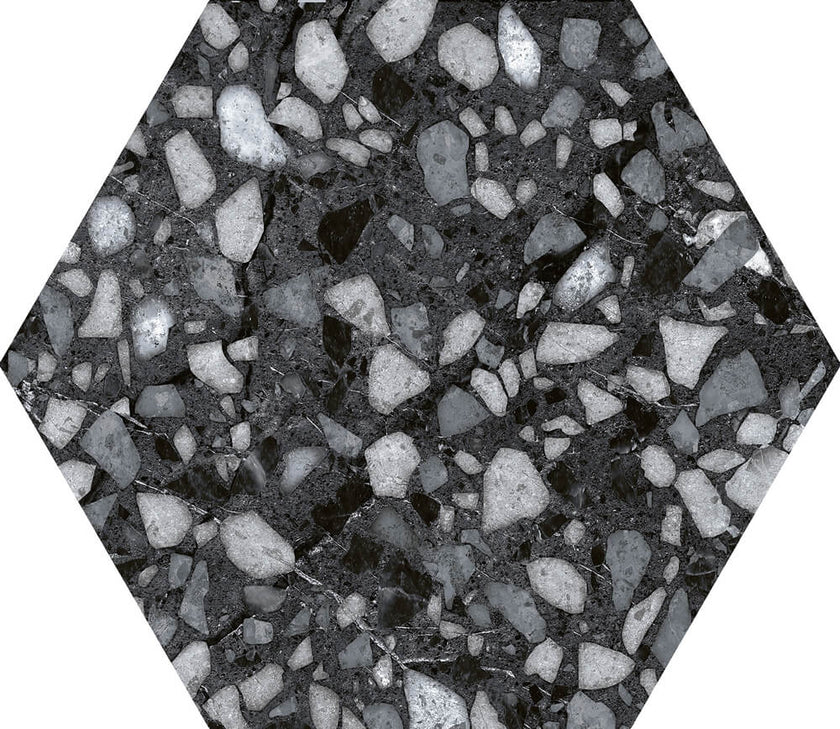 DURSTONE Terazzo Black 23x27 cm — carrelage effet terrazzo