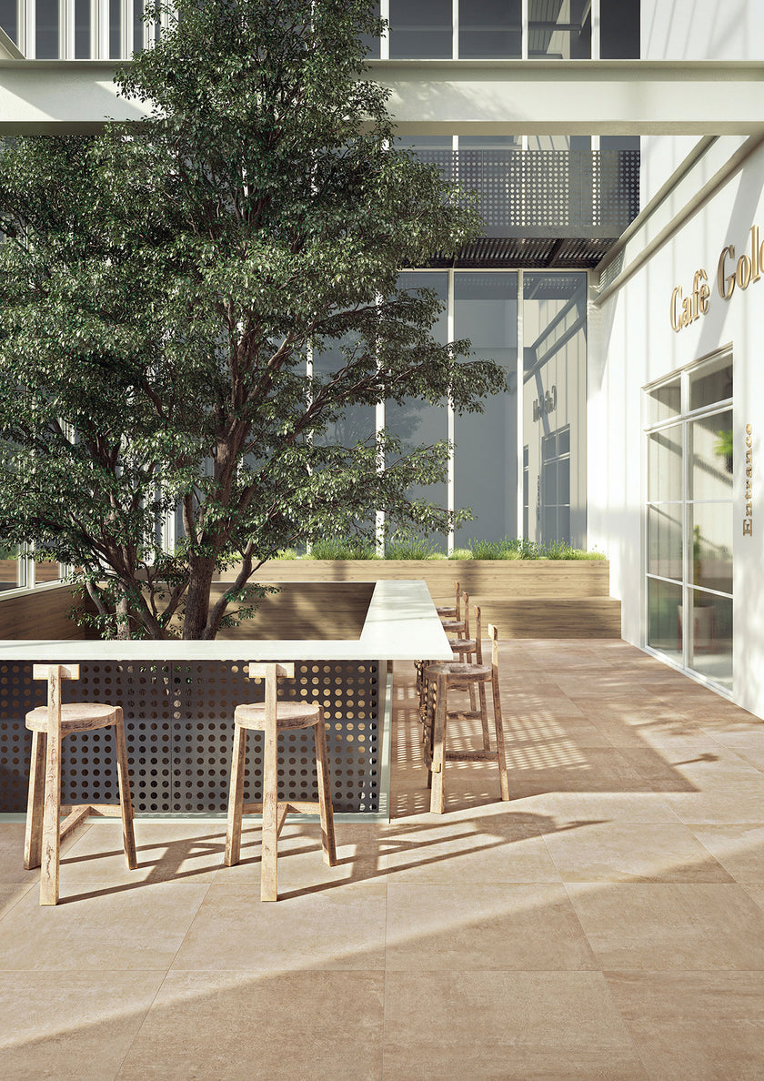 Serenissima Evoca Ambra en situation — carrelage effet pierre