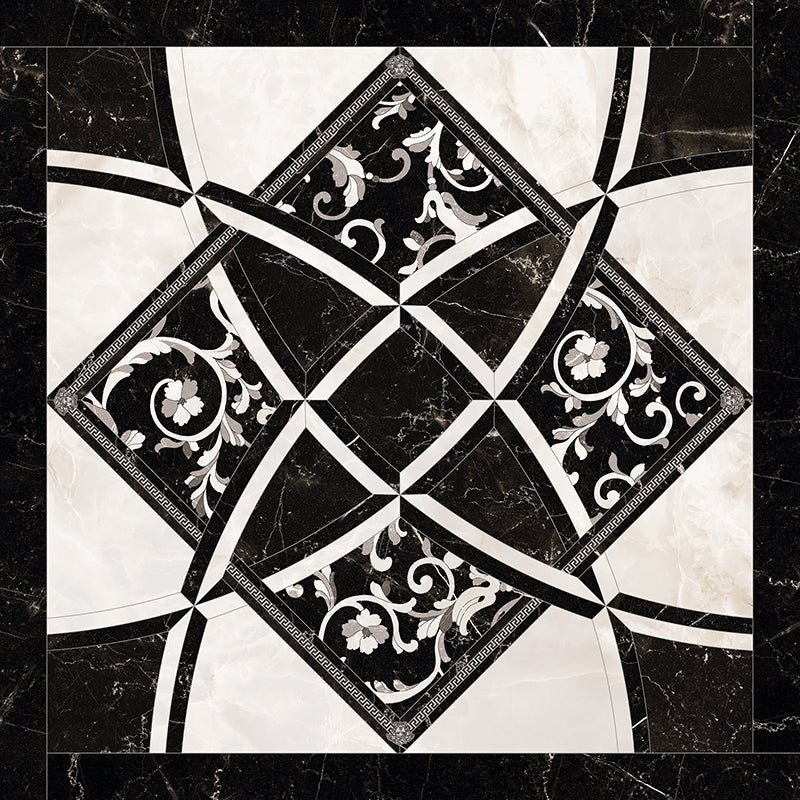 Carrelage Versace Emote Intarsio Bianco / Nero 78x78 cm