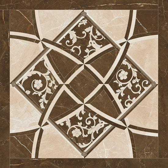 Carrelage Versace Emote Intarsio Crema / Marrone 78x78 cm