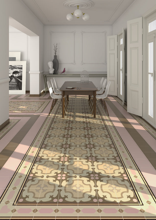 Carrelage effet carreaux de ciment Vives 1900 Ordal Beige 20x20 cm