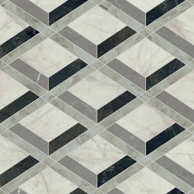 Carrelage Versace Tarsia Lozenge Nero 60x120 cm