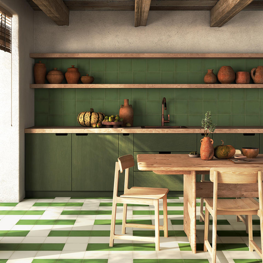Carrelage effet carreaux de ciment Vives 1900 Verde 20x20 cm
