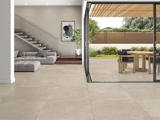B&B Cotto Cemento Greige en situation — carrelage effet terre cuite
