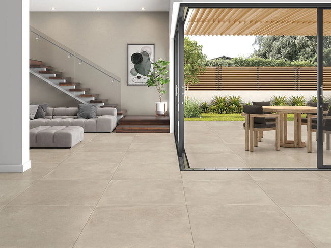 B&B Cotto Cemento Greige en situation — carrelage effet terre cuite