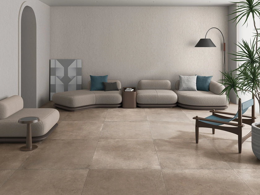 B&B Deep Stone Argilla (taupe) en situation — carrelage effet pierre