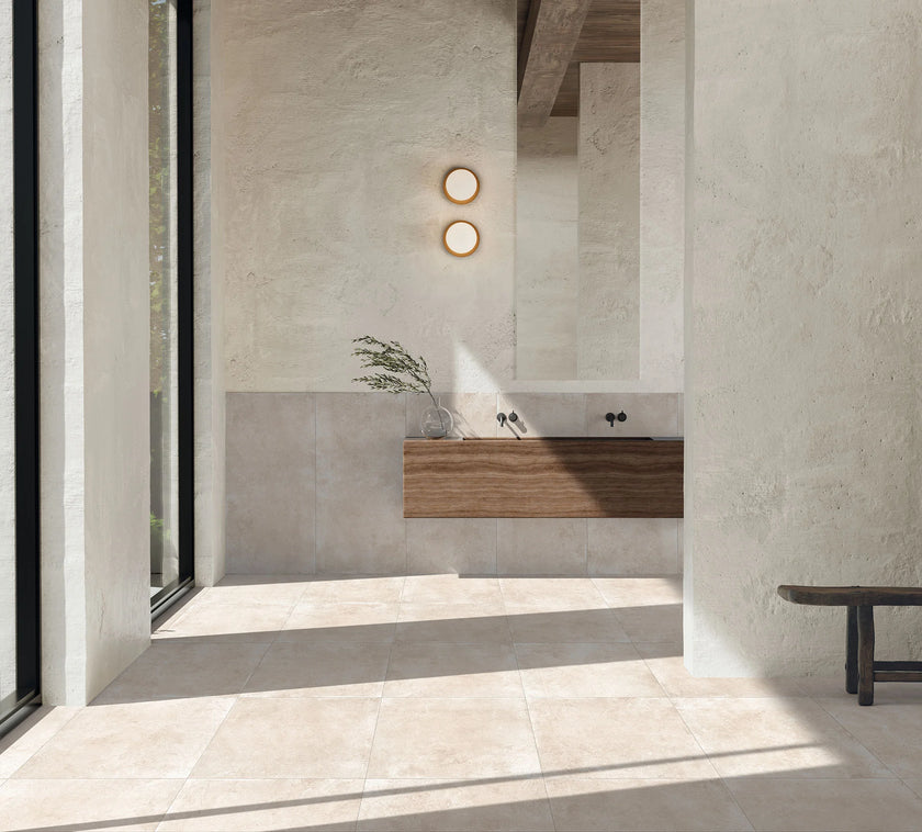 B&B Deep Stone Corda (beige) en situation — carrelage effet pierre