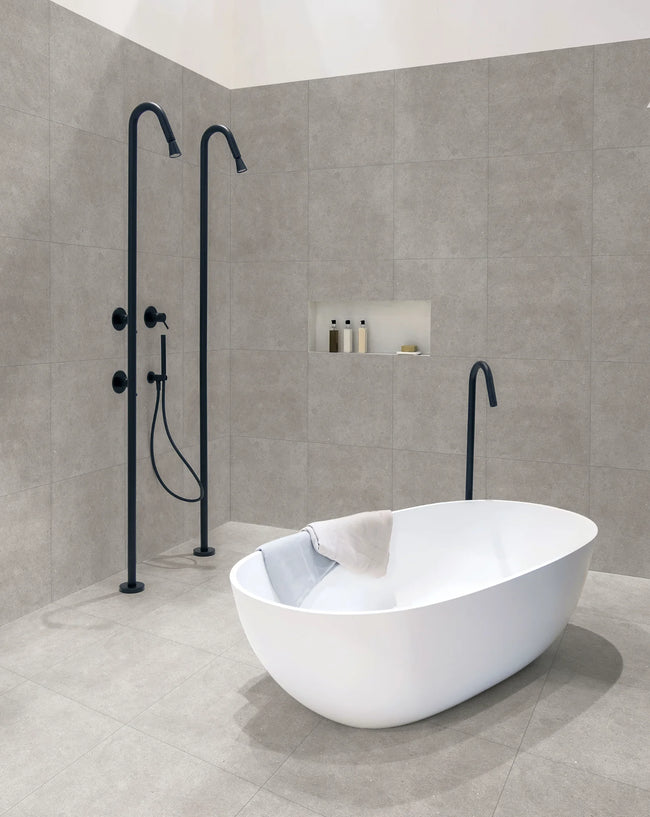 B&B Venezia Grey en situation — carrelage effet pierre
