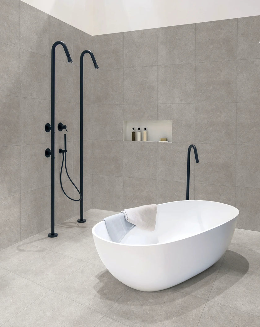 B&B Venezia Grey en situation — carrelage effet pierre