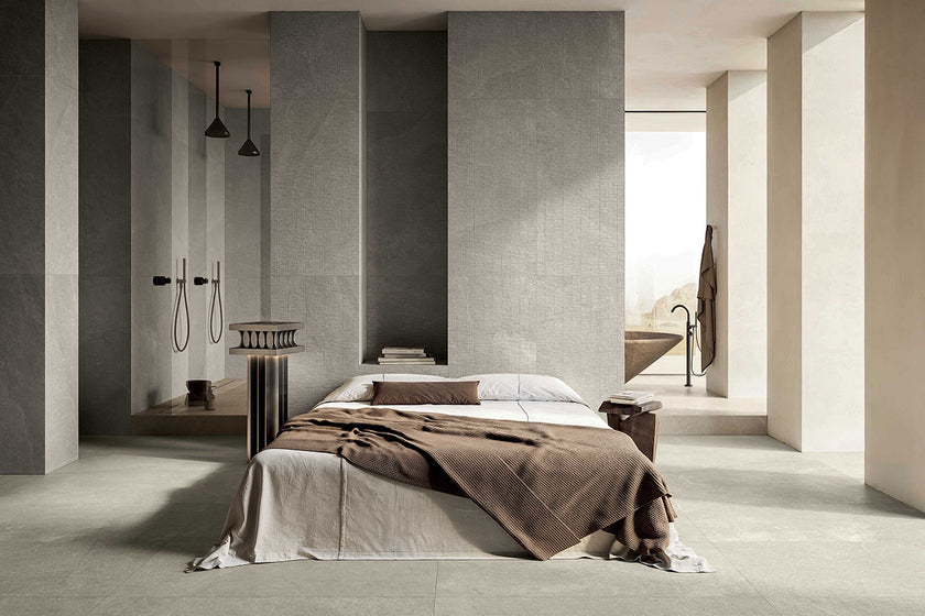 Serenissima Petra Beige en situation — carrelage effet pierre