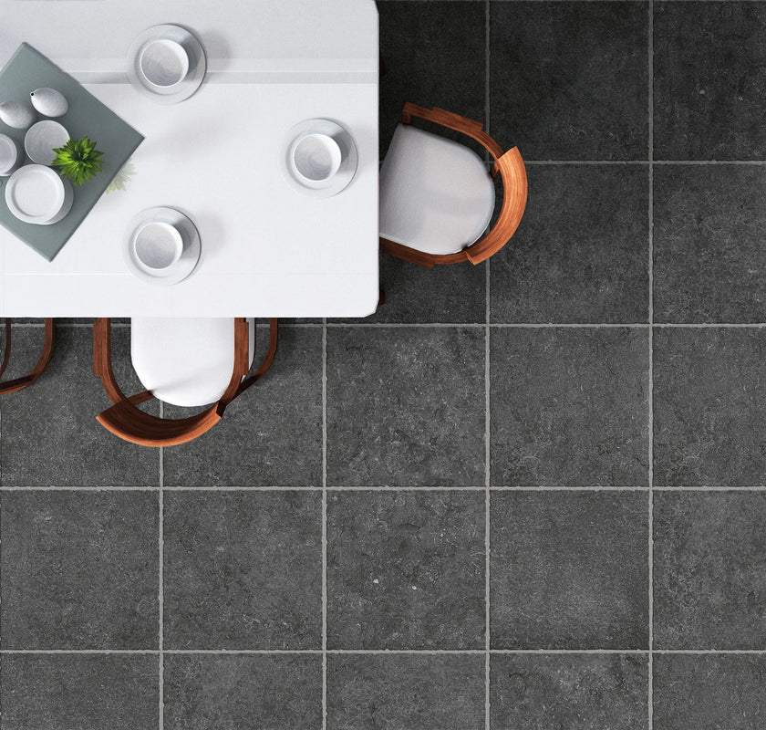 B&B Cassio Antracite en situation — carrelage effet pierre
