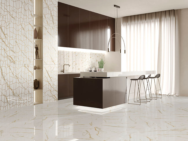 BOXER Madras Calacatta Gold 5x20 cm en situation