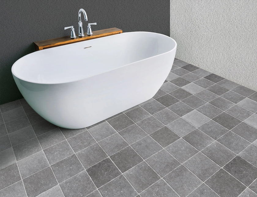 B&B Blue Stone Gris en situation — carrelage effet pierre