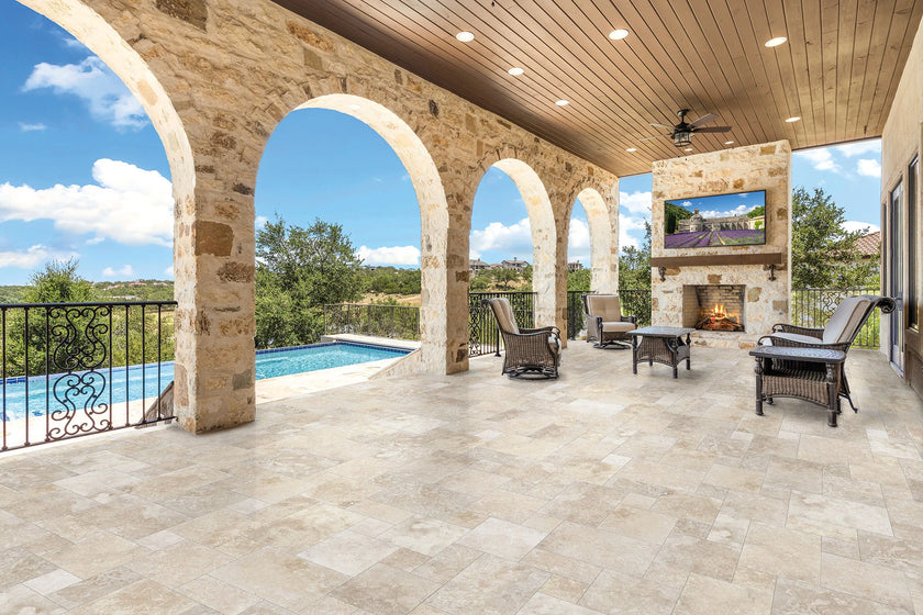 B&B Travertino en situation — carrelage effet pierre