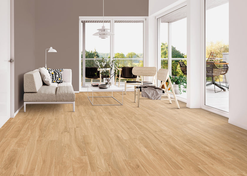 CRZ64 Fuji en situation — carrelage effet bois