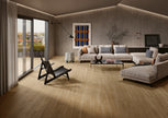 Lames Margres Bare&Bold Bare Cream 20x120 en ambiance salon