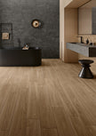 Lames Margres Bare&Bold Bare Dark Beige 20x120 en ambiance salle d'eau
