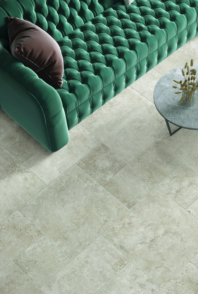 CRZ64 Lo.Ro Talco multiformat en situation — carrelage effet pierre