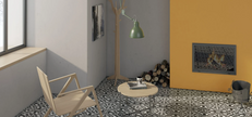 Carrelage effet carreaux de ciment Kerion Neocim Classic D Noir N 20x20 cm