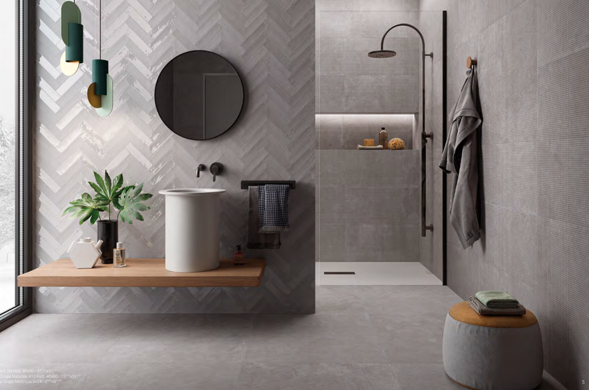 EMILCERAMICA TOTALOOK GRIGIO 40x80  DECORO INCROCI