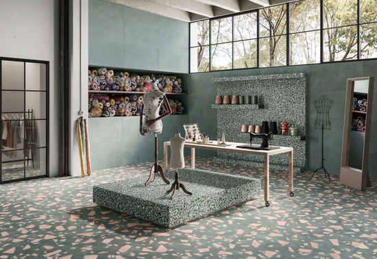 Carrelage effet terrazzo Ergon Medley Green 30x60 cm