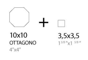 Formats CE.SI. 10x10 Ottagono : octogone 10x10 cm et cabochon 3,5x3,5 cm