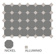 Composition octogones Nickel et cabochons Alluminio, CE.SI. 10x10 Ottagono