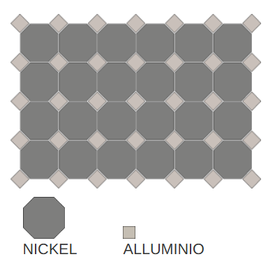 Composition octogones Nickel et cabochons Alluminio, CE.SI. 10x10 Ottagono