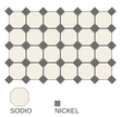 Composition octogones Sodio et cabochons Nickel, CE.SI. 10x10 Ottagono