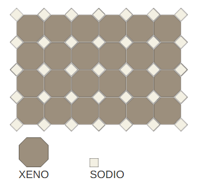 Composition octogones Xeno et cabochons Sodio, CE.SI. 10x10 Ottagono