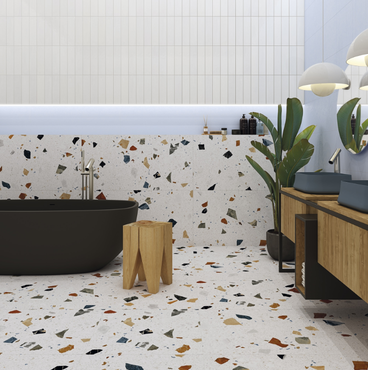 Carrelage aspect Terrazzo STRACCIATELLA-R NACAR - 60x60