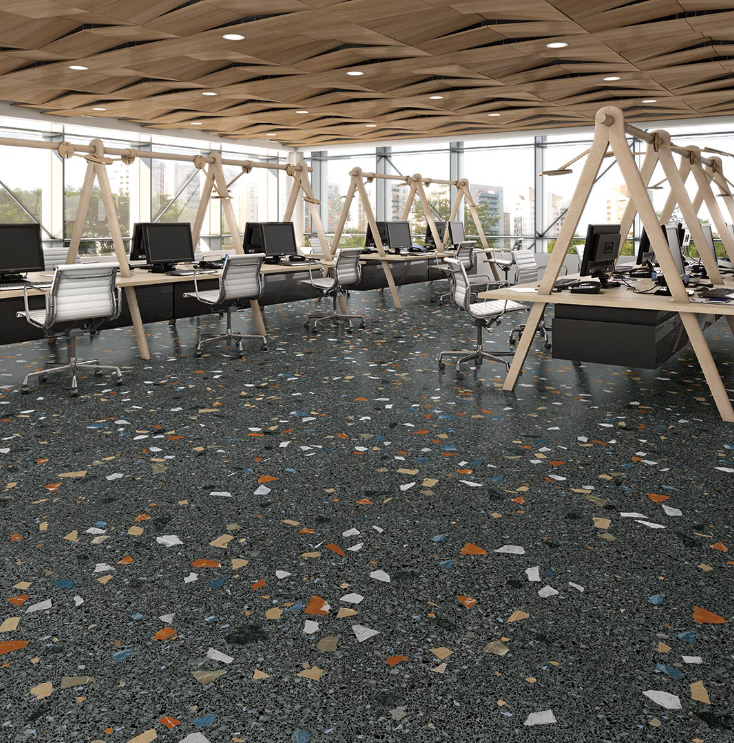 Carrelage aspect Terrazzo STRACCIATELLA GRAFITO - 60x60