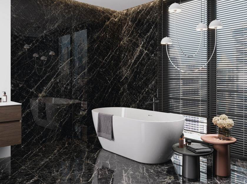 Carrelage effet marbre Cifre Xlife Absolute Black Pulido 120x280 cm
