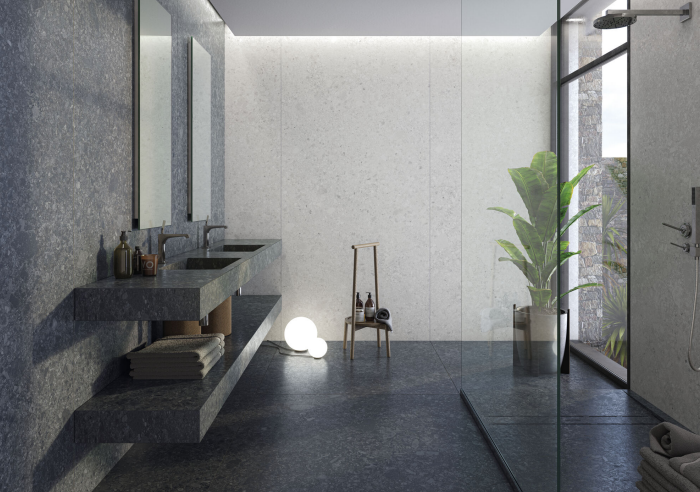 Carrelage effet pierre Cifre Xlife Anthracite 120x280 cm