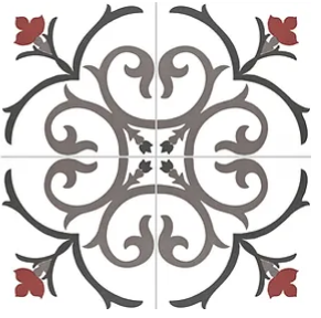 Carrelage effet carreaux de ciment Kerion Neocim Classic Branche Framboise 20x20 cm – vue 2