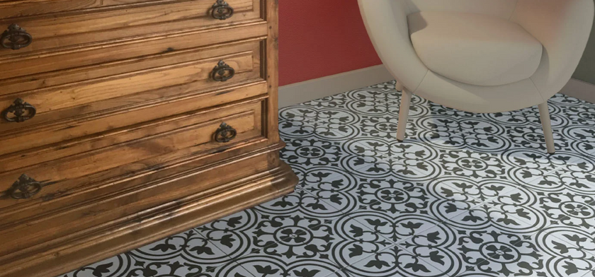 Carrelage effet carreaux de ciment Kerion Neocim Classic D Noir 20x20 cm