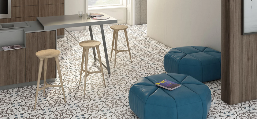 Carrelage effet carreaux de ciment Kerion Neocim Classic Branche Mer 20x20 cm