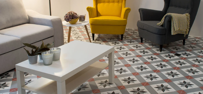 Carrelage effet carreaux de ciment Kerion Neocim Classic Optique Framboise 20x20 cm