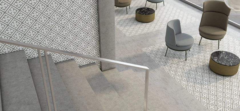 Carrelage effet carreaux de ciment Kerion Neocim Classic B Graphite 20x20 cm