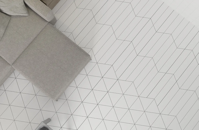 WOW FLOOR TILES CHEVRON ICE WHITE B 10x52 MAT
