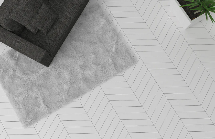 WOW FLOOR TILES CHEVRON ICE WHITE B 10x52 MAT