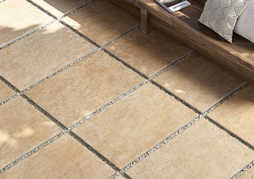 Fioranese Borgogna Pietra di Fez Beige en situation — carrelage effet pierre
