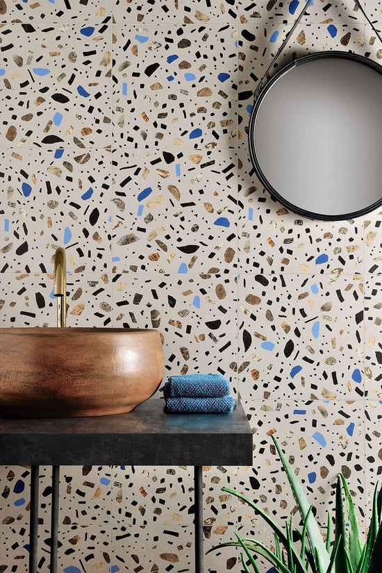 Fioranese Fio. Ghiaia Grigio en situation — carrelage effet terrazzo