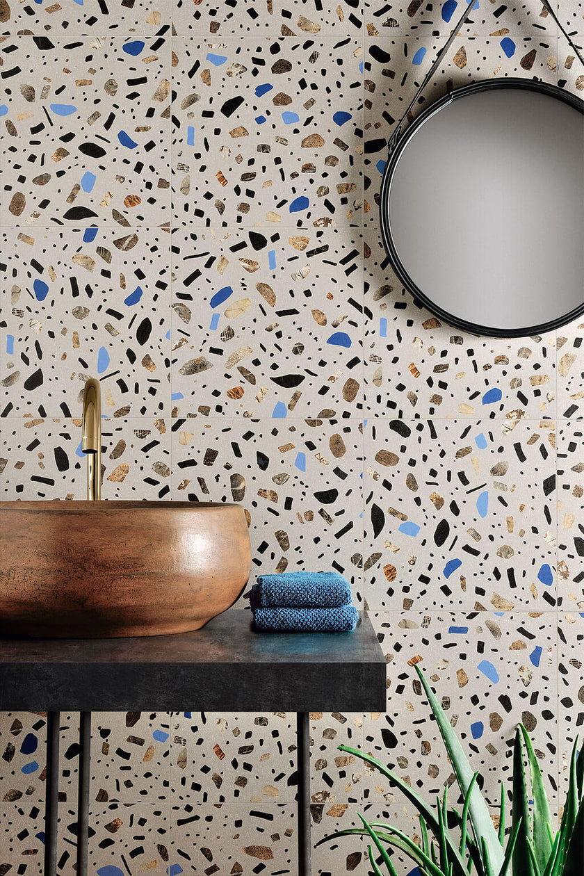 Fioranese Fio. Ghiaia Grigio en situation — carrelage effet terrazzo