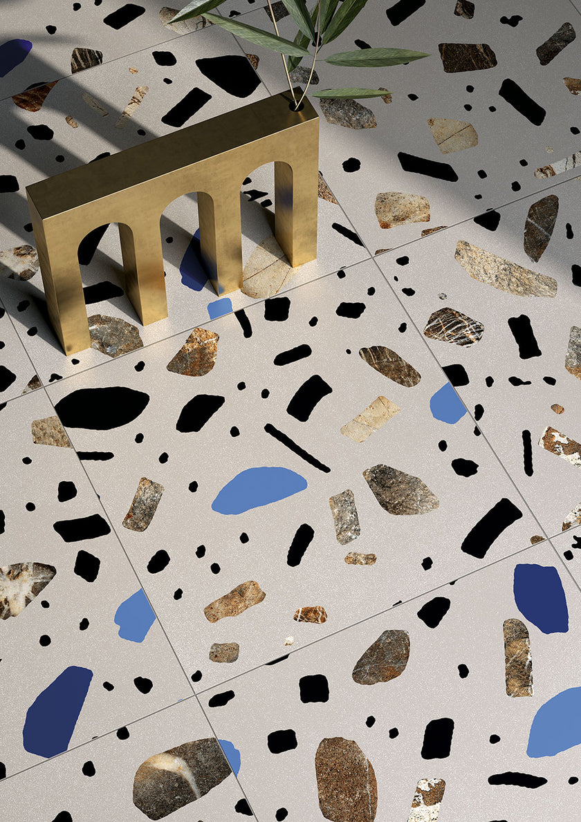 Fioranese Fio. Ghiaia Grigio en situation — carrelage effet terrazzo