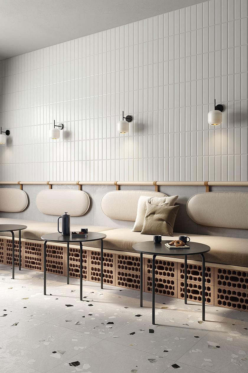 Fioranese Fio. Brick Artic White en situation — carrelage effet brique