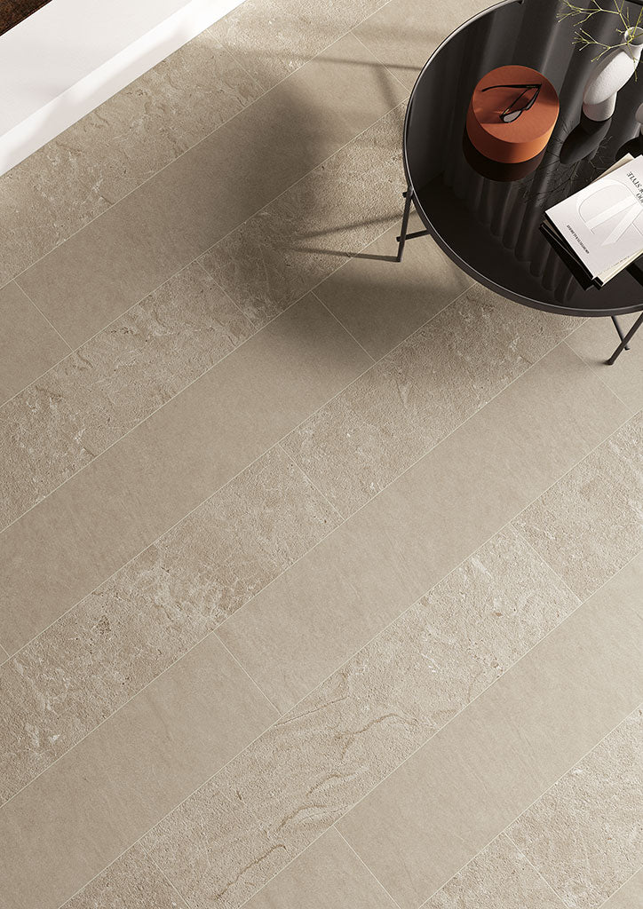 Fioranese Mashup Dolomia Greige en situation — carrelage effet pierre