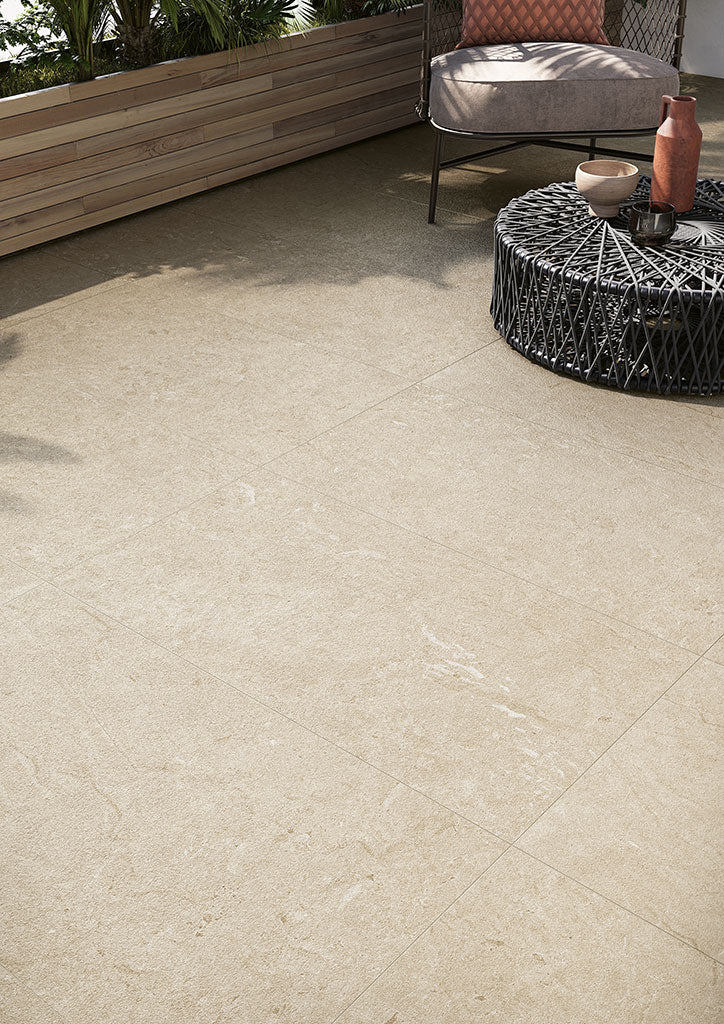 Fioranese Mashup Dolomia Beige en situation — carrelage effet pierre