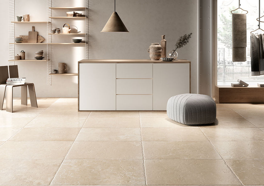 Fioranese Pietraviva Rosato en situation — carrelage effet pierre