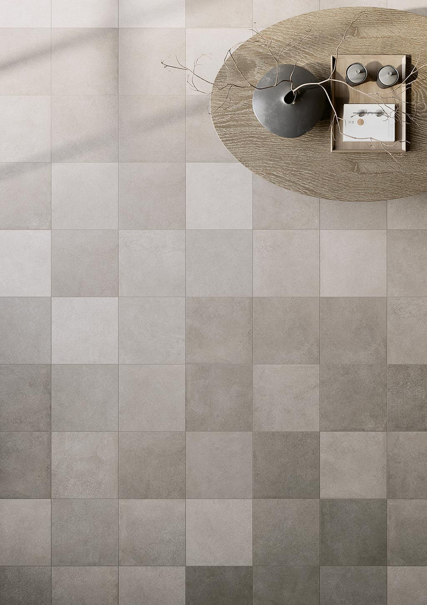 Fioranese Ōgi MIX Grigio en situation — carrelage effet béton